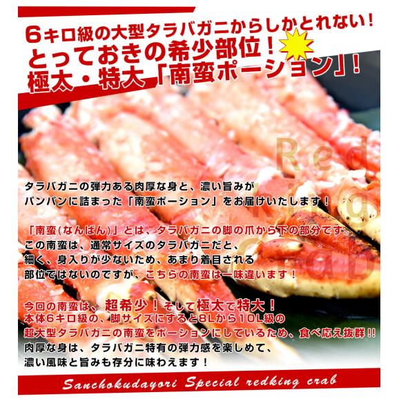 北海道から直送 北海道加工 ボイルタラバガニ 南蛮ポーション 1キロ（14本から16本入り） 送料無料 蟹 カニ かに 大型タラバ05