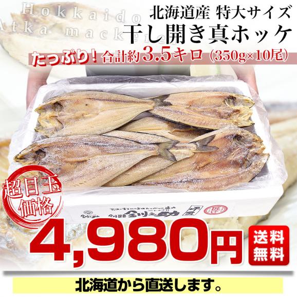 北海道産 干し開き真ほっけ 特大サイズ 10尾入り 合計約3.5キロ (1尾あたり約350g) 送料無料 ホッケ 魚介 干物03