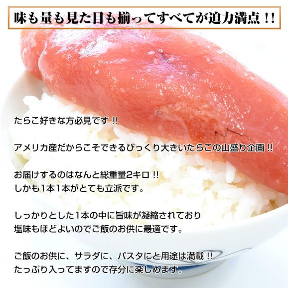 北海道より発送 北海道加工 たらこ(アメリカ産) 約2キロ 送料無料 鱈子 タラコ ※クール冷凍便04