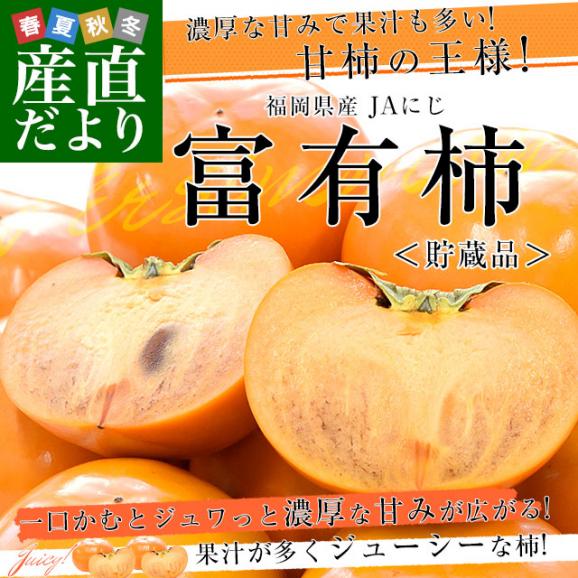 福岡県 JAにじ 富有柿 貯蔵品 秀品 約2.5キロ 2LからLサイズ （9玉から11玉） 送料無料 かき カキ 甘柿02