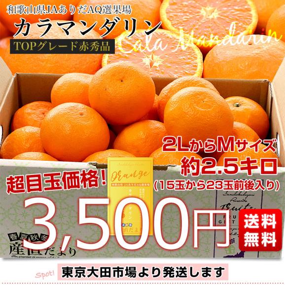 和歌山県 JAありだAQ選果場 カラマンダリン TOPグレード赤秀品 約2.5キロ 2LからMサイズ (15玉から23玉前後) 送料無料 柑橘 みかん03