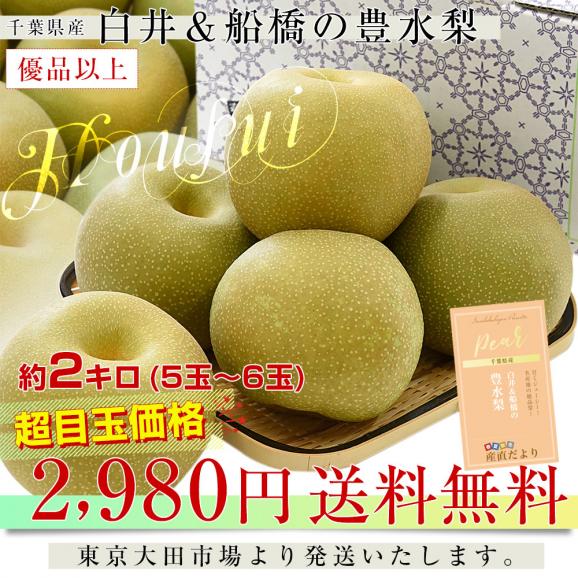 千葉県産 白井＆船橋の豊水梨 優品以上 約2キロ（5玉から6玉）送料無料 梨 なし ナシ 豊水 ほうすい03