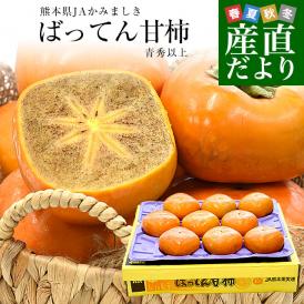熊本県から産地直送 JAかみましき ばってん甘柿 青秀以上 大玉5Lから6Lサイズ 約3キロ（9玉から10玉）送料無料 柿 かき 種なし柿 種無し柿