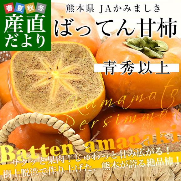 熊本県から産地直送 JAかみましき ばってん甘柿 青秀以上 大玉5Lから6Lサイズ 約3キロ（9玉から10玉）送料無料 柿 かき 種なし柿 種無し柿02