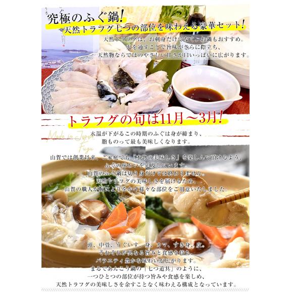 山口県下関市から産地直送 山賀 トラフグちり鍋セット(7つ道具入り) 国産天然トラフグちり(約400g) 送料無料 ふぐ ※クール冷凍便05