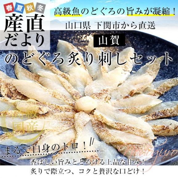 山口県下関市から直送 山賀 のどぐろ炙り刺しセット(のどぐろ炙り刺身、のどぐろだし、ポン酢、もみじおろし) 送料無料 ノドグロ アカムツ ※クール冷凍便02