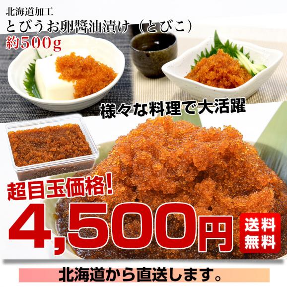 北海道から直送 北海道加工 とびうお卵醤油付け 約500g 送料無料 とびこ とび卵 トビ卵03