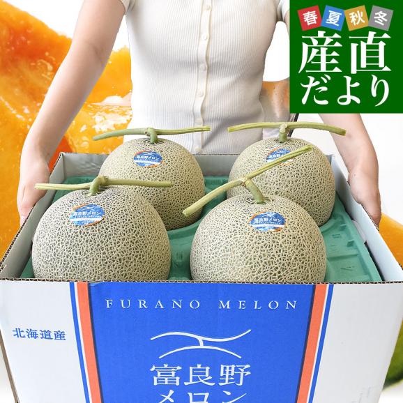 北海道産 JAふらの 富良野メロン 4玉入(約8キロ)原体箱 秀品 送料無料 富良野産メロン 北海道メロン ギフト01