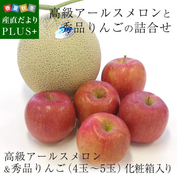 送料無料　高級アールスメロンと秀品りんごの詰合せ　化粧箱入り　高級フルーツギフト　メロン　りんご02