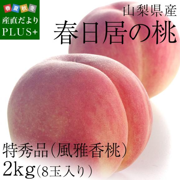 送料無料　山梨県産　JAフルーツ山梨　春日居支所　春日居の桃　特秀品 「風雅香桃」 2キロ8玉入り　夏ギフト2019　お中元ギフト02