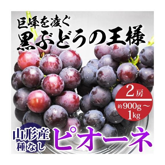 山形産 種無しピオーネ２房（約900g～1kg前後）ご自宅用【送料無料