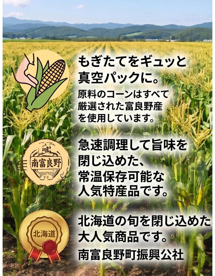 無添加　北海道富良野産　スイートコーン　３０本【約４ｋｇ】【送料無料】_説明画像02