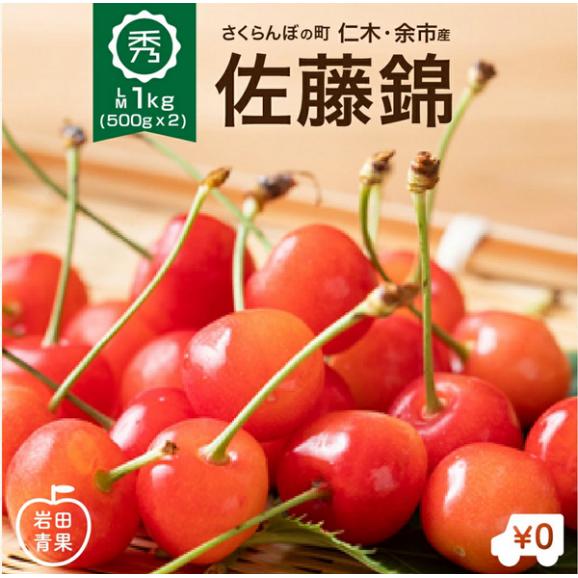 北海道 余市産　さくらんぼ　佐藤錦　ＭLサイズ 1kg 500g×2パック 7月上旬発送 日時指定不可02