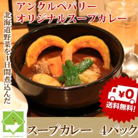 【選べる辛さ】北海道野菜を煮込んだスープカレー 　（４パック　約５００ｇ×４ 約８人前）　送料無料