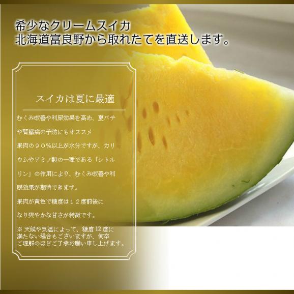 すいか 北海道富良野産 クリームスイカ Ｌサイズ 5ｋｇ以上 １玉入り03
