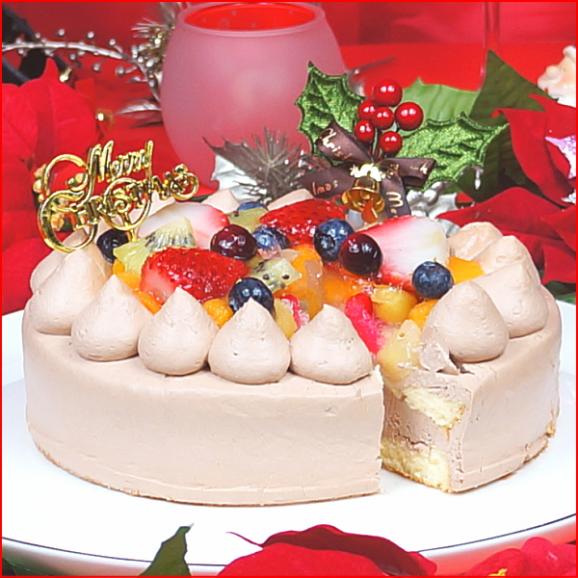クリスマスケーキ 2025 予約 ギフト スイーツ 送料無料 フルーツチョコ生デコレーションケーキ 5号 早割 早期割引02