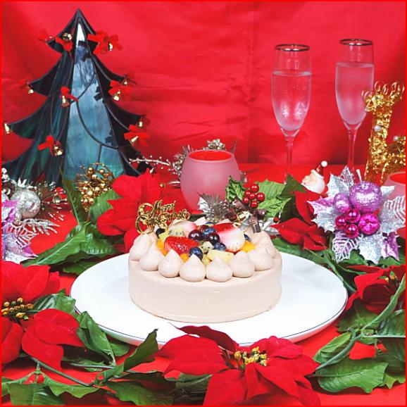クリスマスケーキ 2025 予約 ギフト スイーツ 送料無料 フルーツチョコ生デコレーションケーキ 5号 早割 早期割引04