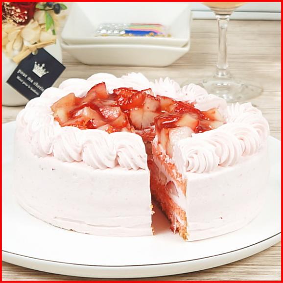 スイーツ 送料無料 誕生日ケーキ ギフト いちごづくし ピンクの生デコレーションケーキ 5号 誕生日プレート ろうそく 付き03