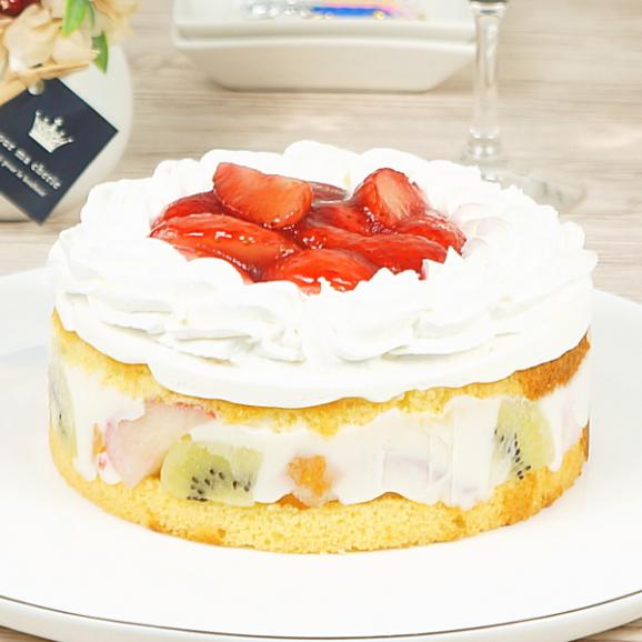 スイーツ 送料無料 誕生日ケーキ ギフト 7種フルーツ入り いちごのレアチーズショートケーキ 5号 誕生日プレート ろうそく 付き01
