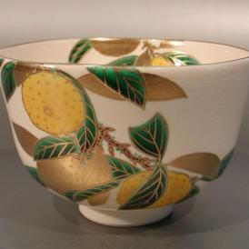 茶道具・抹茶茶碗 】色絵 柚子（ゆず）画、 相模竜泉作｜佐藤