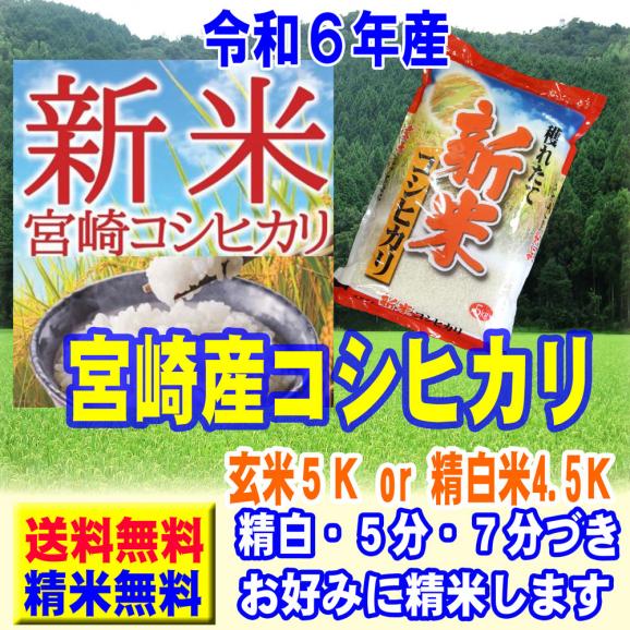 新米 令和6年産 宮崎産 コシヒカリ 5kg 送料無料 玄米 精白米 7