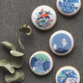 白磁彩菓　肥前皿絵文様菓　鍋島文様（5個入り）