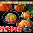 海鮮丼詰合せ（マグロ漬け3p・ネギトロ3P+サーモンネギトロ3p+トロサーモン3p+イカサーモン3P）計１５食/送料無料/マグロ丼/冷凍A