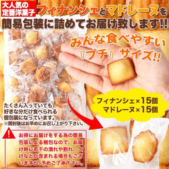 賞味期限:2026年7月19日のため特別価格!!一口サイズで食べやすい!!しっとりプチフィナンシェ&ふんわりプチマドレーヌ30個 メール便02