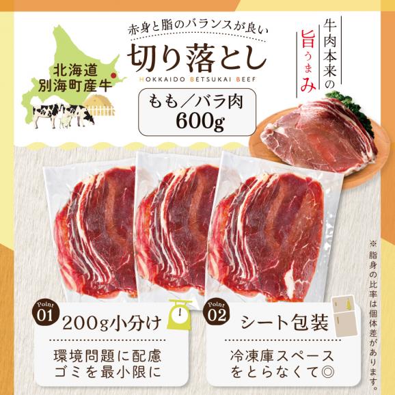 北海道 別海町 産 牛肉 切り落とし 1kg（200g×5パック）【CO0000013】02