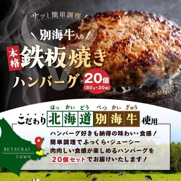  北海道 別海町 産 牛 入り 合挽 ハンバーグ （80g×20個） 【NB000JA00】03