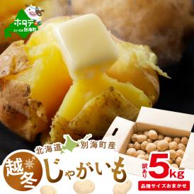 2026年3～4月発送 北海道別海町産 越冬じゃがいも5kg(１種おまかせ)【JV0000006】（きたあかり、ワセシロ、男爵、メークイーン、レッドムーン）