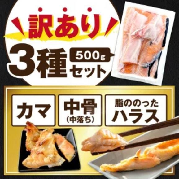 【訳あり】アトランティック サーモン ハラス＆カマ＆中骨 バラエティセット（500ｇ 1パック）02