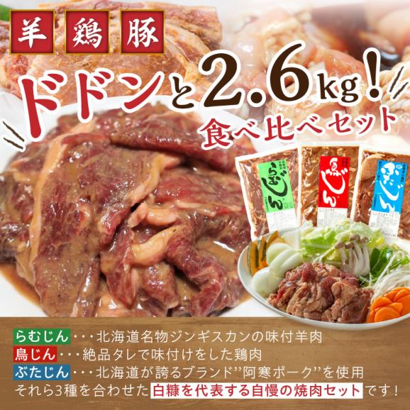 羊肉・鶏肉・豚肉の味付焼肉セット【2.6kg】_I012-049703