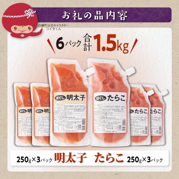 ほぐしたらこ・ほぐし明太子（キャップ付きチューブタイプ）【各250g×3 合計1.5kg】_I010-049506