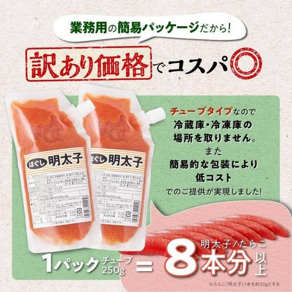 キャップ付きチューブタイプ ほぐし明太子 【250g×2 合計500g】_I004-069102