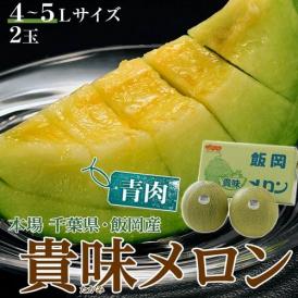 貴味メロン（青肉） 千葉県飯岡産 4〜6L×2玉 合計約3.6kg 秀品以上 ※常温　送料無料 メロン 青肉メロン
