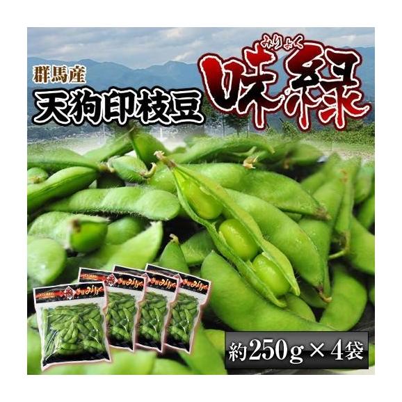 天狗印の枝豆 味緑(みりょく) 群馬県産 約1kg(約250g×4袋) 簡易箱 ※冷蔵 送料無料01