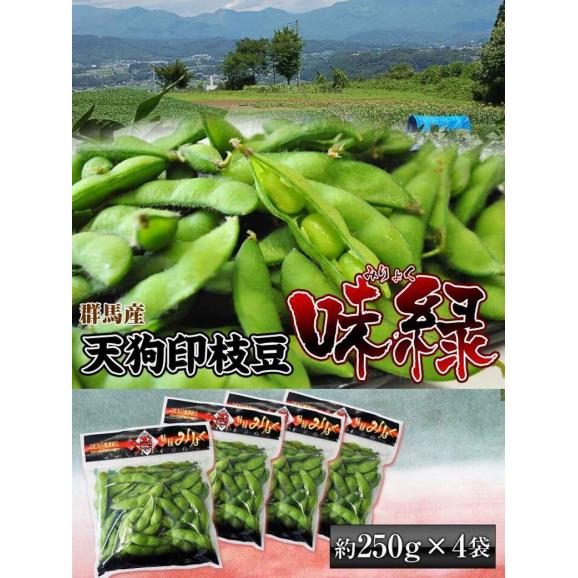 天狗印の枝豆 味緑(みりょく) 群馬県産 約1kg(約250g×4袋) 簡易箱 ※冷蔵 送料無料02