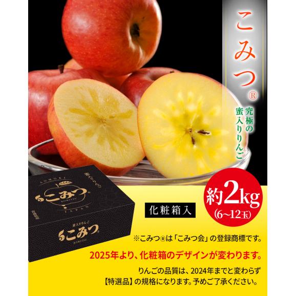 蜜入りりんご こみつ （品種： こうとく ） 青森県産 特選品 約2kg（6～12玉）産地箱 ※冷蔵 JA津軽みらい【4箱まで同一送料】 林檎 リンゴ02