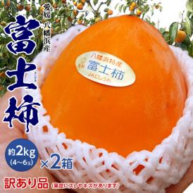 『訳あり富士柿』 愛媛県産 約4kg（約2kg×2箱）1箱4～6玉 ※常温 送料無料