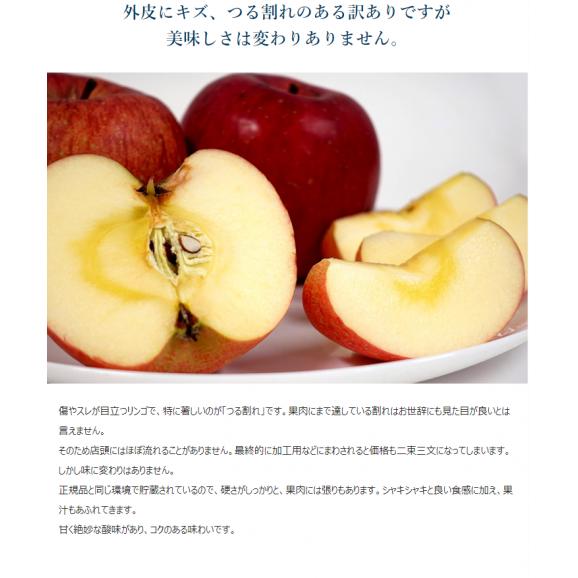 『訳ありサンふじ（外皮のキズ、つる割れ）』 青森県産りんご 約3kg （9～11玉） JA津軽みらい ※常温　送料無料02