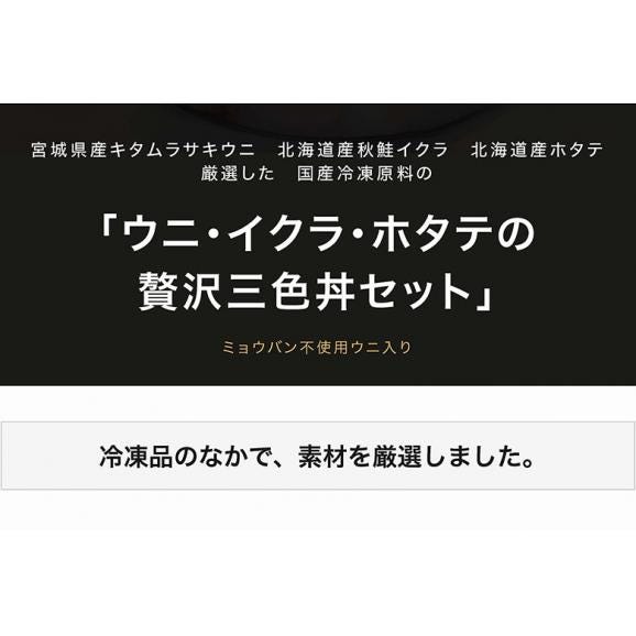 『ウニ・イクラ・ホタテの贅沢三色丼セット』 宮城県産キタムラサキ雲丹100g＋北海道産お刺身ホタテ貝柱400g＋北海道産新物いくら醤油漬け200g ※冷凍02