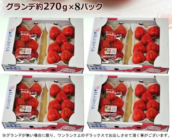 高級苺！福岡県産【あまおう】グランデorデラックス5Lサイズ 10パック(5箱) 福岡県産 いちご あまおう DX等級 平詰め 約300g（6〜12粒前後入