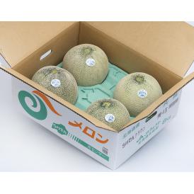 糖度14.5度選別　超大玉 らいでんクラウンメロン （青肉）北海道産 秀品 風袋込 計約8kg （4玉）産地箱 JAきょうわ ※常温　送料無料