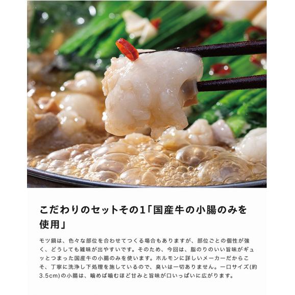 国産牛モツ鍋（醤油味）　牛小腸200g、濃縮スープ200g、中華麺150g、にんにく1袋、唐辛子1袋 ※冷凍02