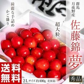 高原で育つ 佐藤錦 「夢」 群馬県月夜野産 さくらんぼ かご盛 秀品 2L 約400g 化粧箱 ※冷蔵 送料無料