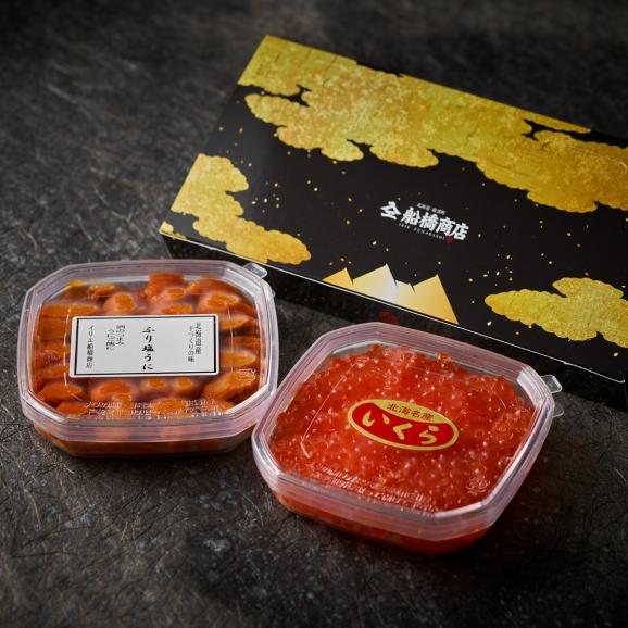 【24年産・全国送料無料】天然の至福！北海道産 匠の「ふり塩うに」濃厚エゾバフンウニ&北海道産いくらしょうゆ漬け 各100g【化粧箱入り】02