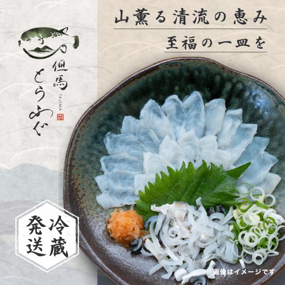 【ノンフローズン】鮮度の極み&ldquo;水揚げ後1分で活〆&rdquo;「但馬とらふぐ」 てっさ4人前100g　てっぴ60g　特製ポン酢付【チルド配送全国均一送料・ポイント2倍】01