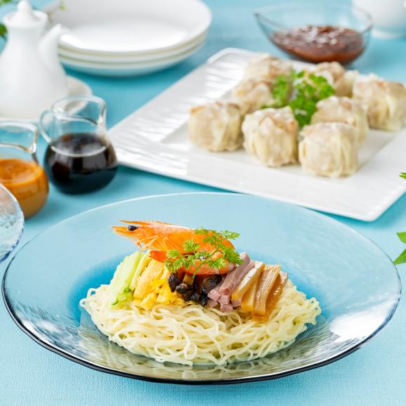【お中元・父の日・ギフト】販売開始から30年、累計販売数56,000食、リピート率70%のおもてなし冷やし中華に高級中華の海老チリ、黒酢酢豚、麻婆、焼売をプラスした＜涼味ハーフセット（3食）＞02