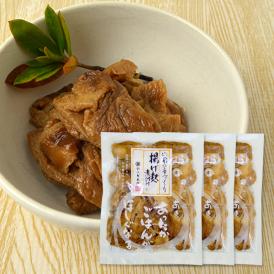 くるま麩を一度水で戻し、卵を馴染ませてからじっくりと菜種油でから揚げし、甘辛く煮付けた麩惣菜。